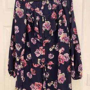 Rebecca Taylor silk floral drawstring tunic size 12 (fits like a L/XL)